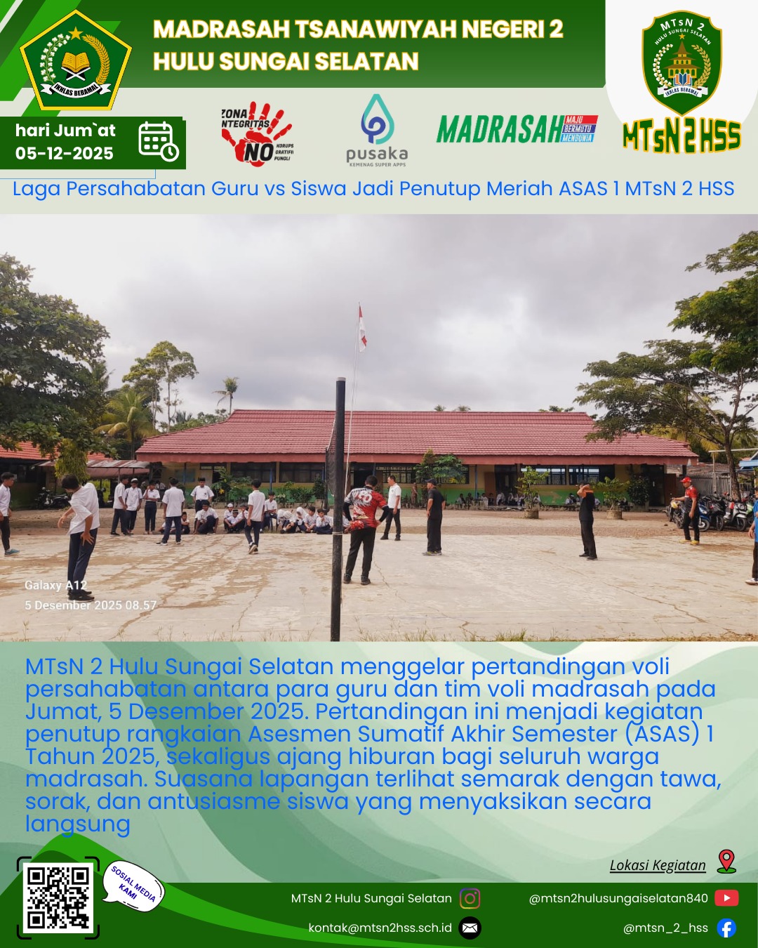 Seru dan Menghibur, Laga Voli Guru vs Siswa Jadi Penutup Manis ASAS 1 MTsN 2 HSS