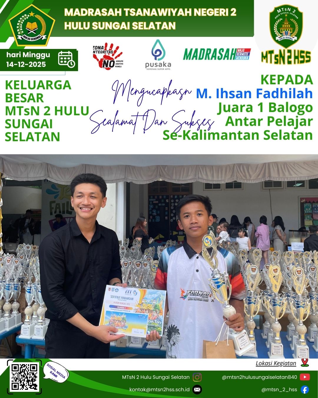 Lestarikan Olahraga Tradisional, Siswa MTsN 2 HSS Raih Juara 1 Balogo Se-Kalimantan Selatan